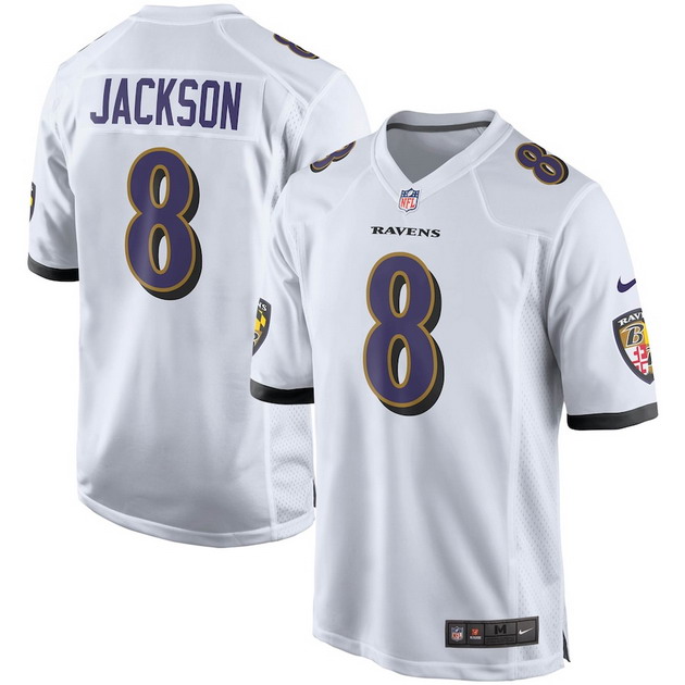 mens nike lamar jackson white baltimore ravens player game jersey